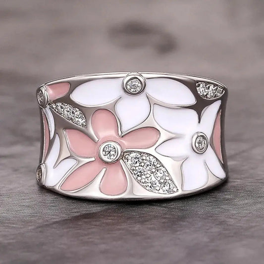 Anello in cristallo dipinto a mano vintage