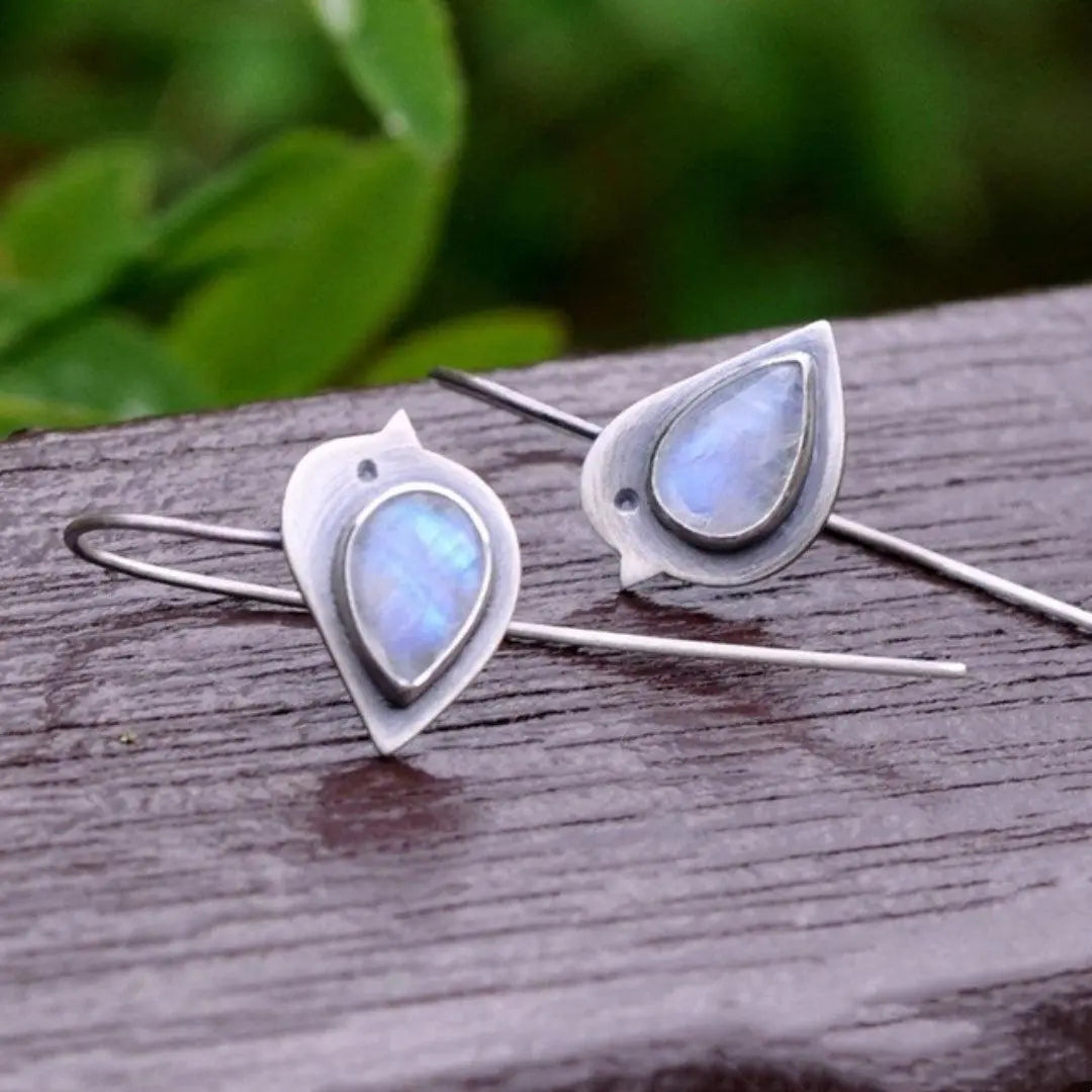 Orecchini Vintage in Pietra Naturale con Uccelli