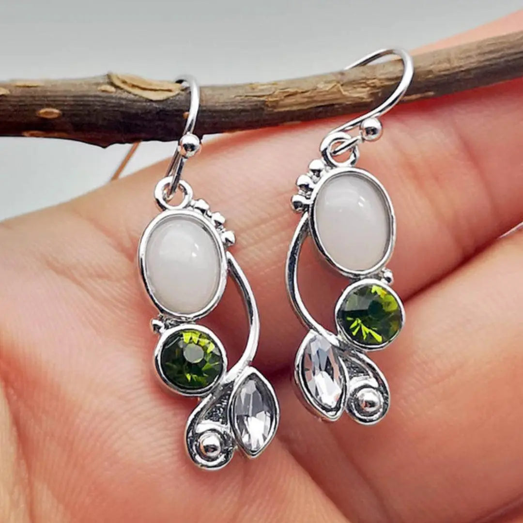 Orecchini vintage con pietra luna e cristallo