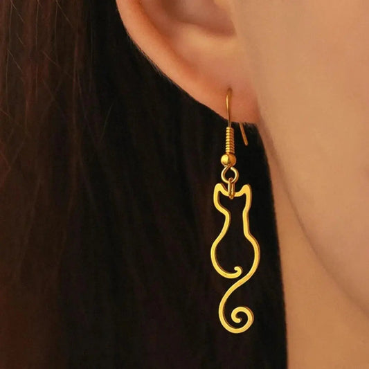 Orecchini d'oro vintage con gatti