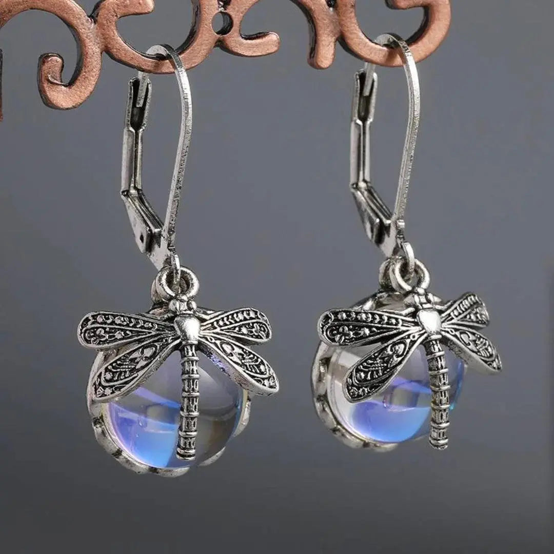 Orecchini Vintage Libelle in Argento Sterling e Cristallo