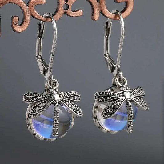 Orecchini Vintage Libelle in Argento Sterling e Cristallo