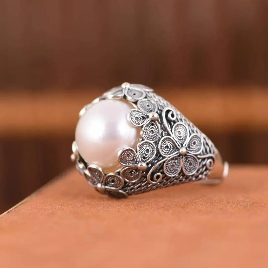Anello Vintage con Perla in Argento