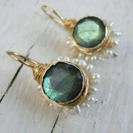 Orecchini d'Oro con Pietra Verde Vintage