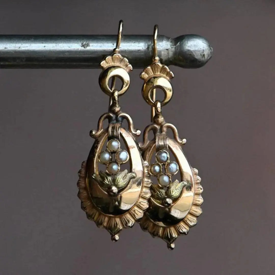 Orecchini vintage a forma di scarabeo placcati in oro