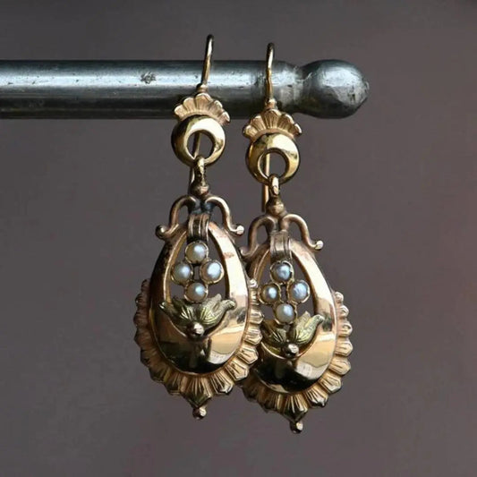 Orecchini vintage a forma di scarabeo placcati in oro
