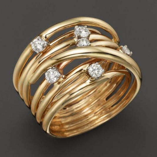 Anello in oro a strati con zirconia