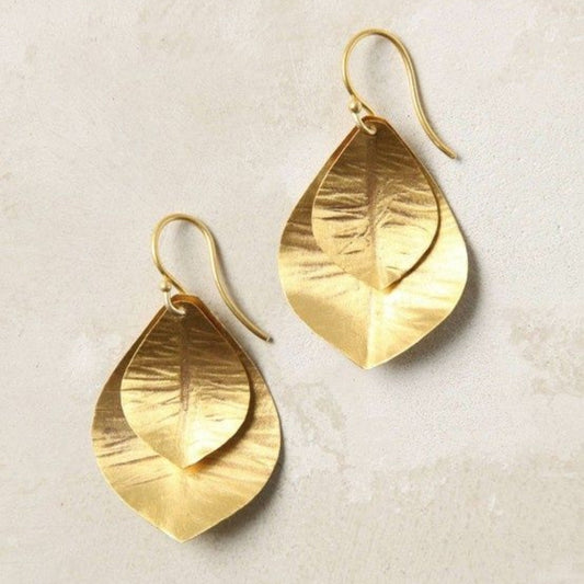 Orecchini Vintage a Doppio Foglia d'Oro