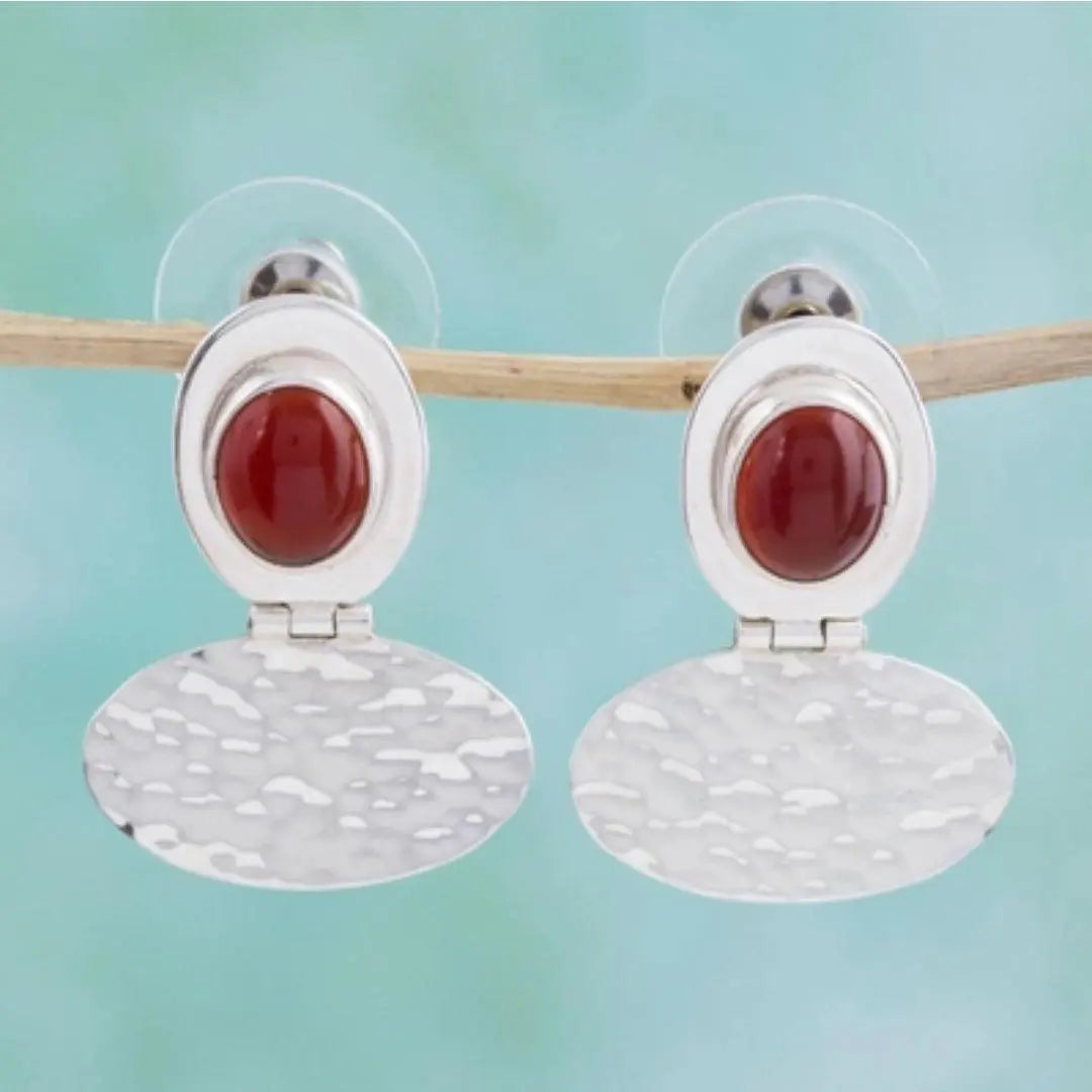 Orecchini Vintage in Argento e Rosso