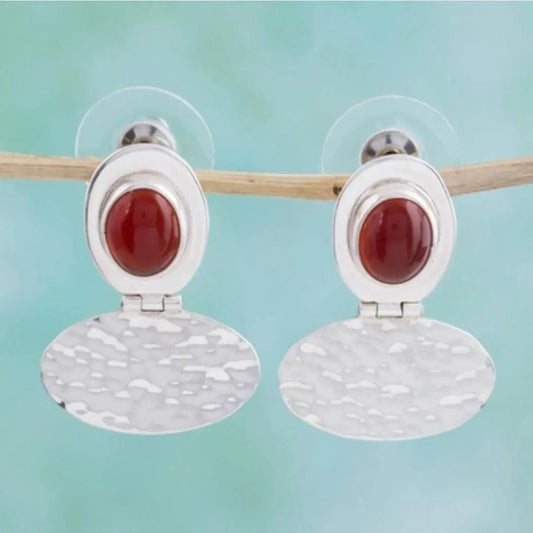 Orecchini Vintage in Argento e Rosso