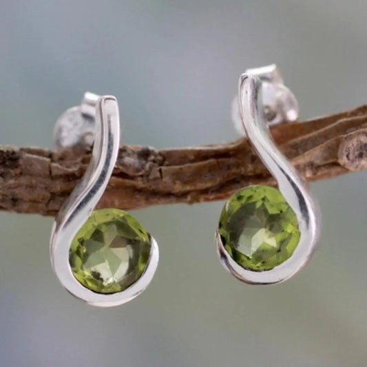 Orecchini Vintage in Argento con Zirconia Oliva