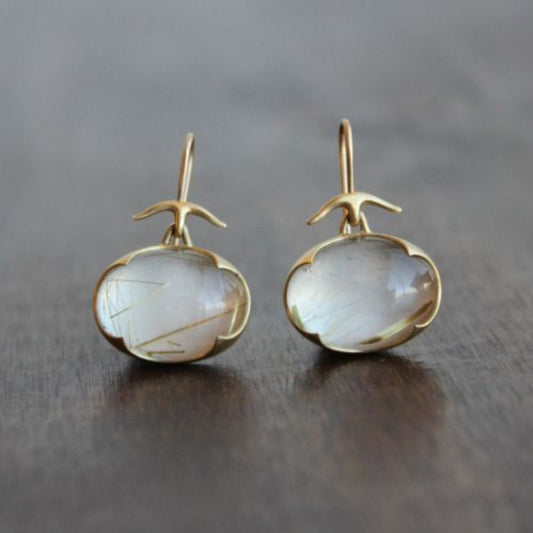 Orecchini Vintage in Oro con Pietra di Luna