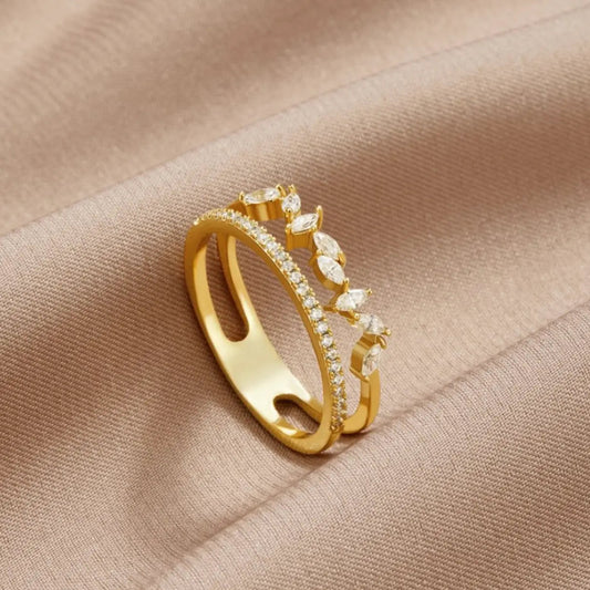 Anello in zirconia a doppio strato in oro