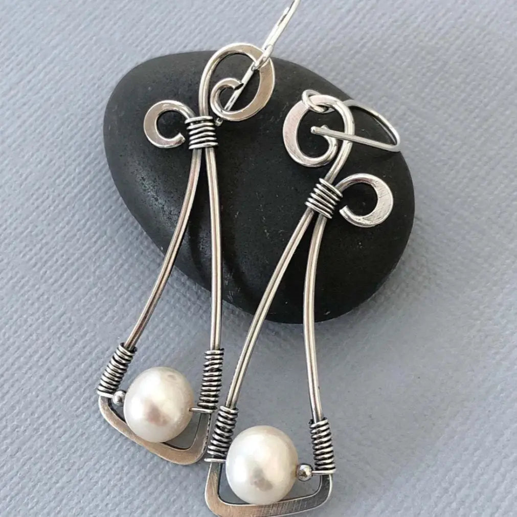 Orecchini vintage in argento sterling con perle
