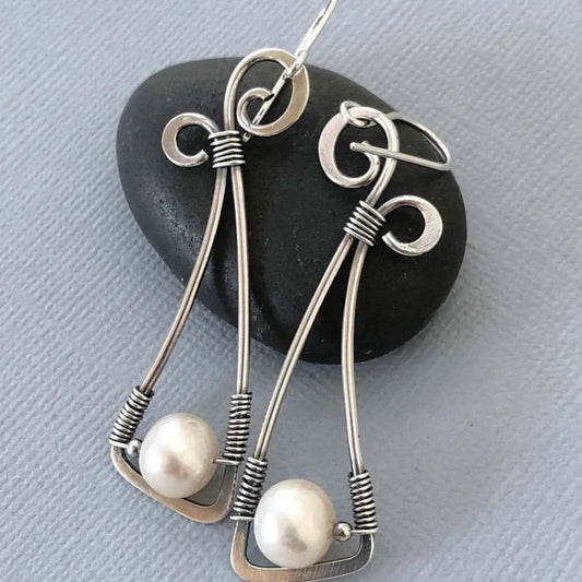 Orecchini vintage in argento sterling con perle