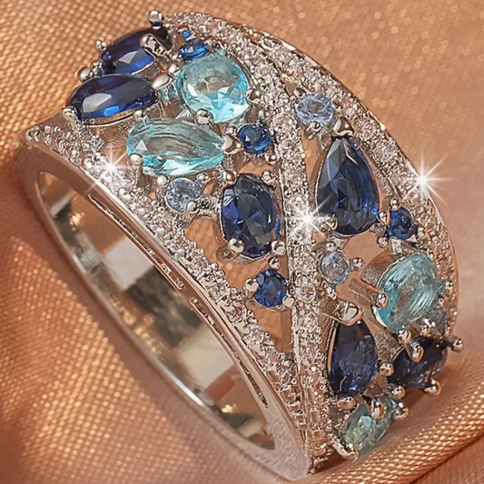 Anello Vintage con Zirkonia Blu