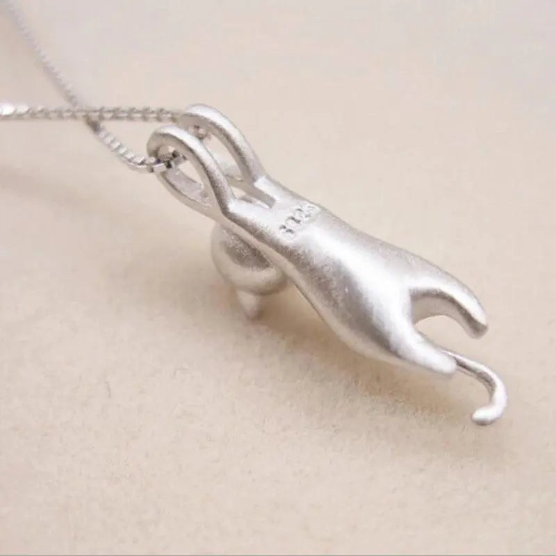 Collana con Gatto Giocoso in Argento Sterling 925