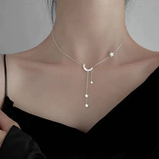 Collana con luna e stelle d'argento