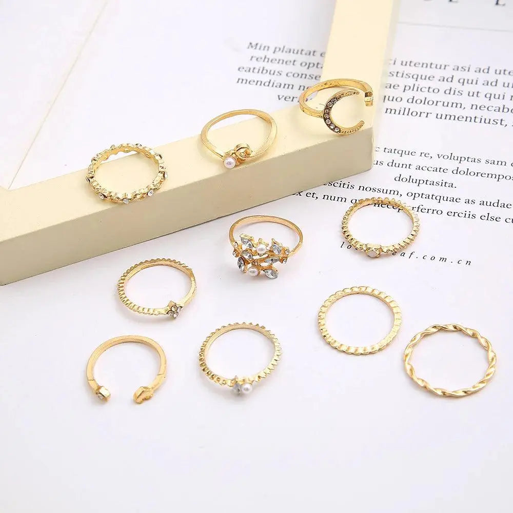 Confezione da 10 anelli bohemien placcati argento e oro