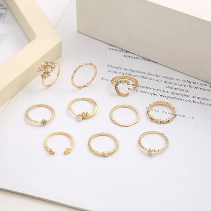 Confezione da 10 anelli bohemien placcati argento e oro