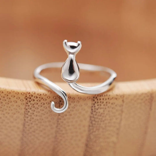 Anello con Gatto d'Argento con Stivali