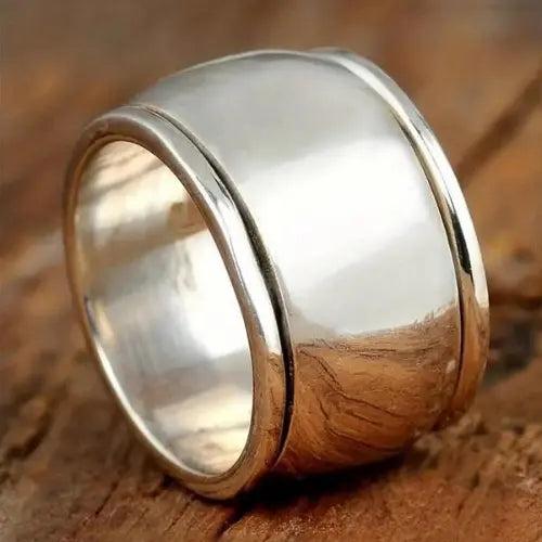 Anello classico largo in argento sterling