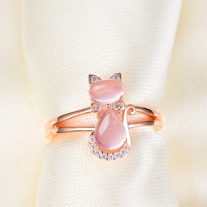 anello per gatto in oro rosa