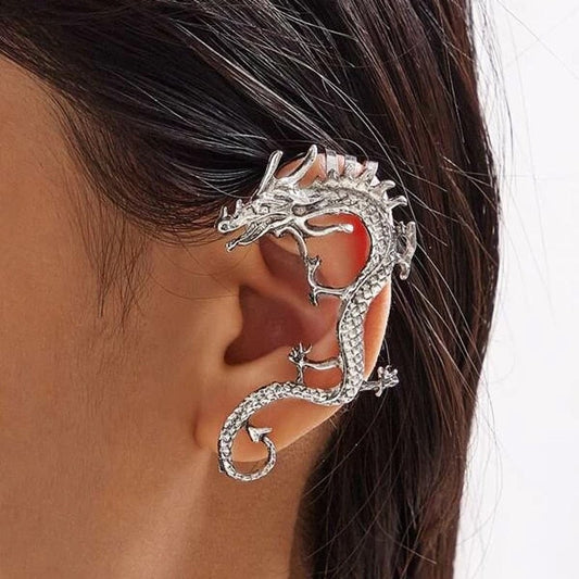 Orecchini a forma di drago d'argento