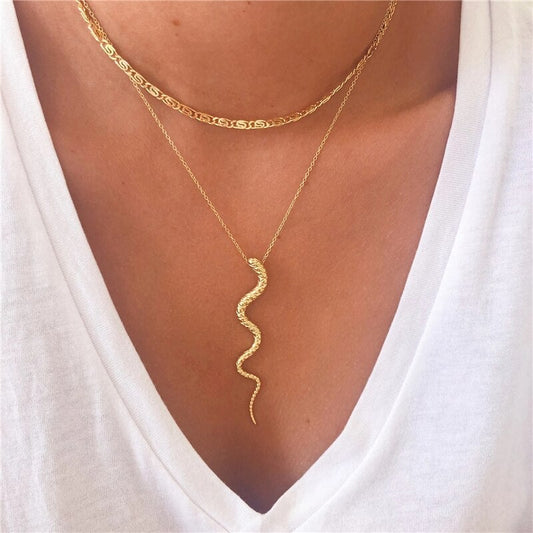 Collana con ciondolo a forma di serpente in argento sterling 925