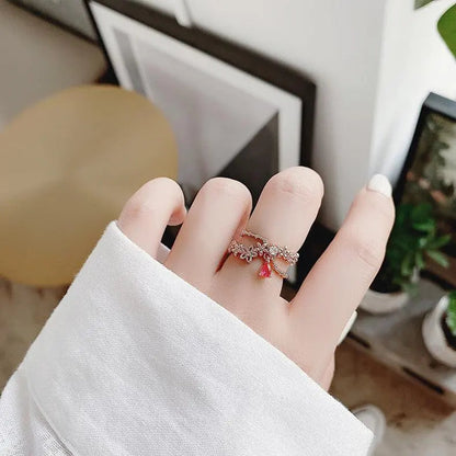 Anello Regolabile in Oro con Zirconia e Rubino