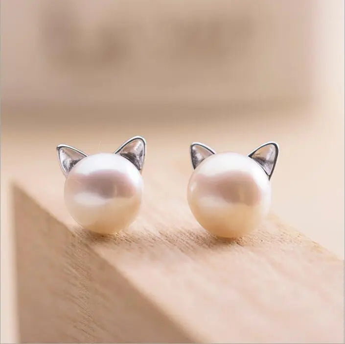 Orecchini per gattini con Perle coltivate e Argento