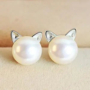 Orecchini per gattini con Perle coltivate e Argento