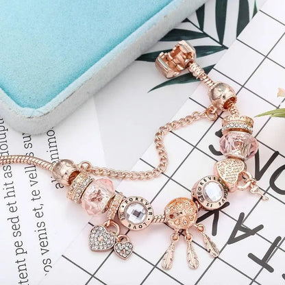 Braccialetto con Cattura Sogni a Rosa con Charm in Sterling Silver Inclusi