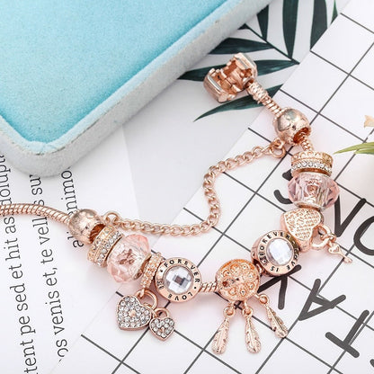Bracciale Rosa Dreamcatcher con charms inclusi in argento sterling