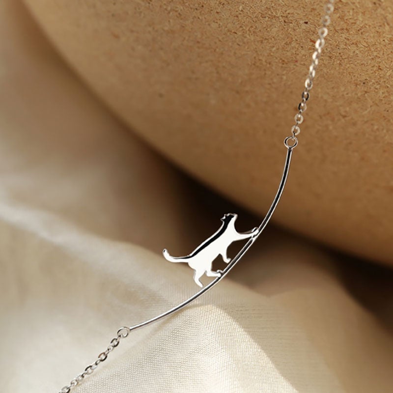 Collana con Gatto Scalatore in Argento