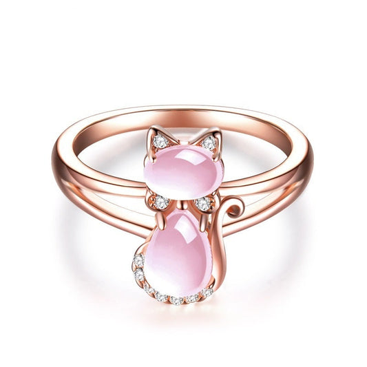 anello per gatto in oro rosa