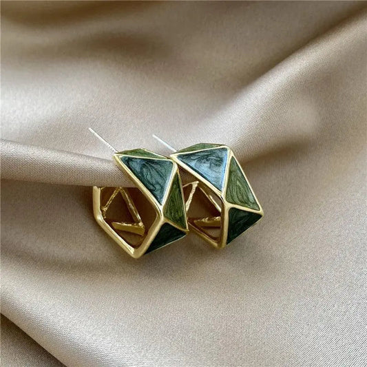 Orecchini in smalto verde oro