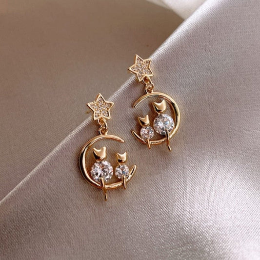 Set di orecchini con gatto di lusso in ironite intarsiata