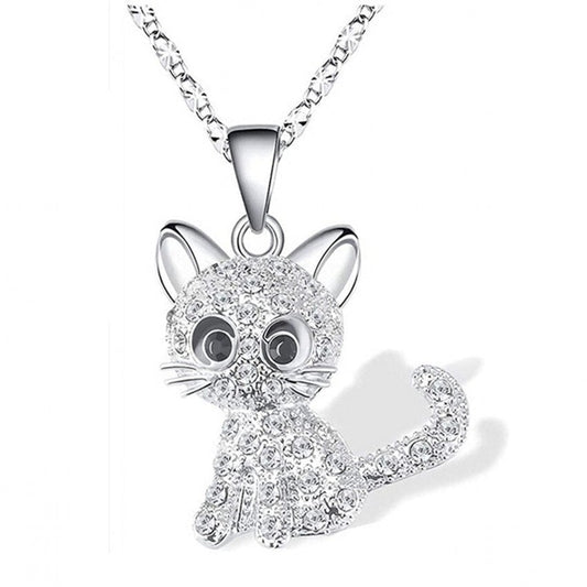 Collana con Gattini Neonati in Argento e Zirconi Colorati