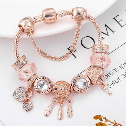 Bracciale Rosa Dreamcatcher con charms inclusi in argento sterling