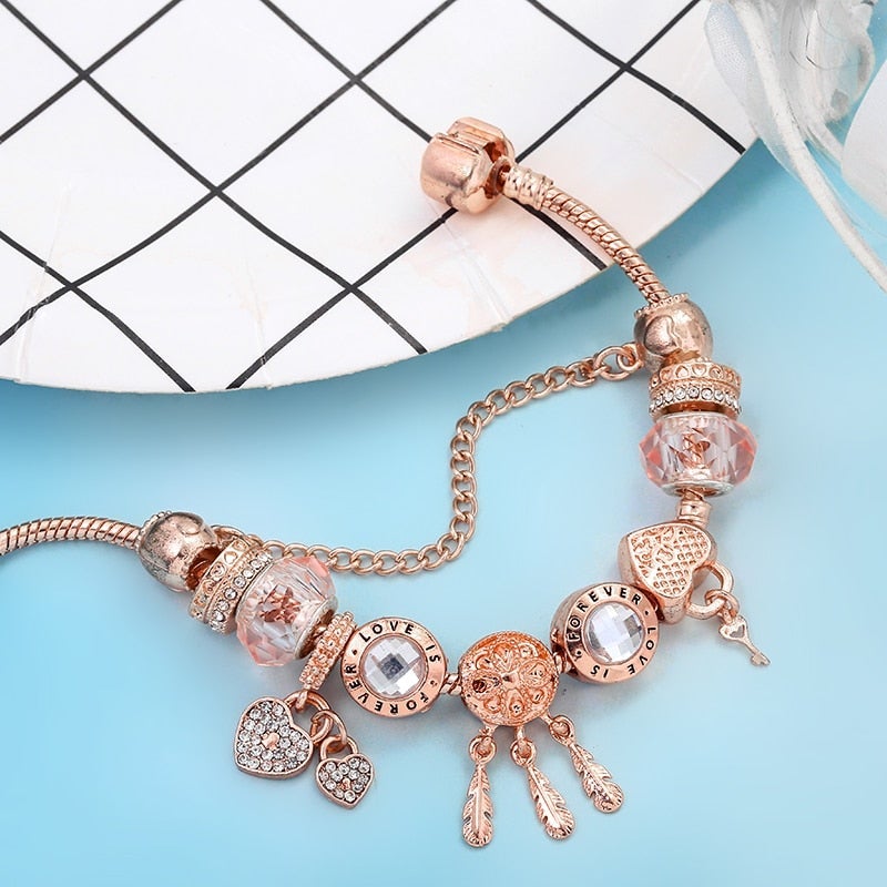 Bracciale Rosa Dreamcatcher con charms inclusi in argento sterling