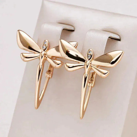 Orecchini Eleganti con Libellula in Oro