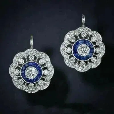 Orecchini Mandala Vintage con Zirconia Blu