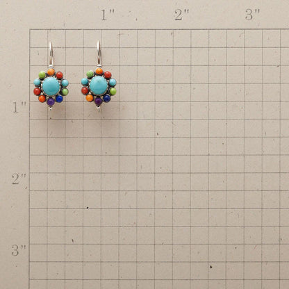 Orecchini rotondi multicolore turchese