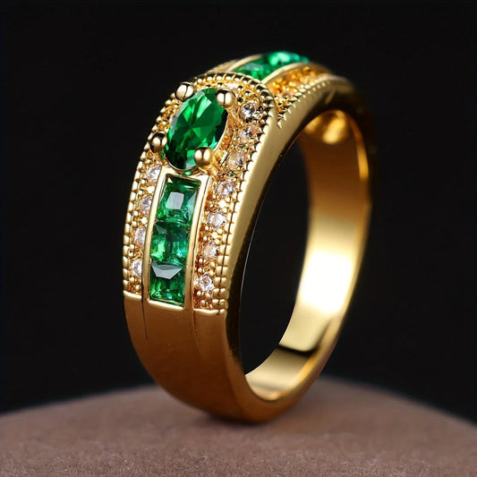 Anello Verde Brillante Dorato
