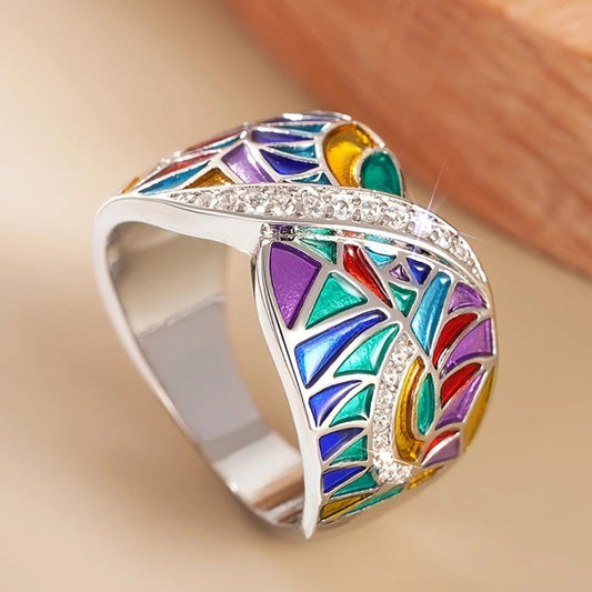 Anello d'argento colorato