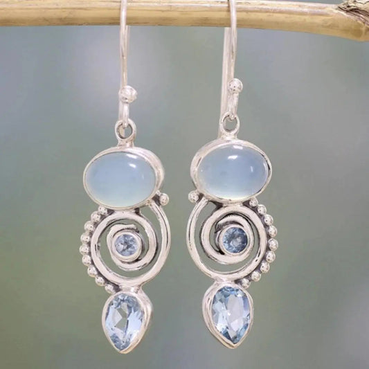 Orecchini Vintage in Argento e Pietra di Luna