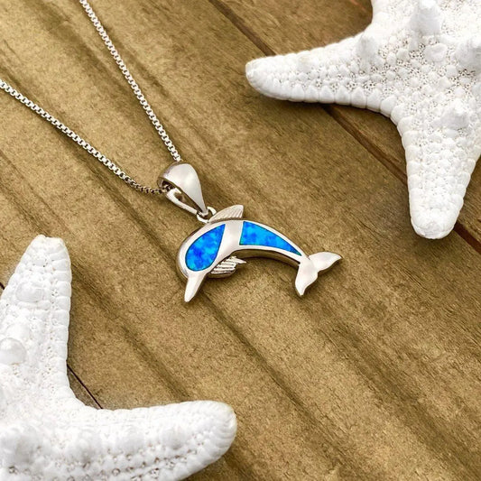 Collana con Delfino in Opale e Argento