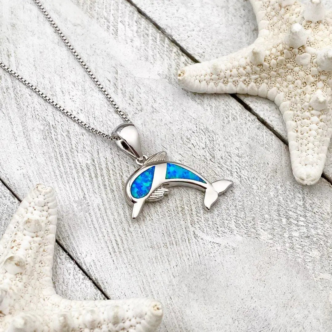 Collana con Delfino in Opale e Argento