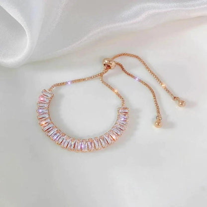 Bracciale regolabile con zirconi a cubo in oro e argento